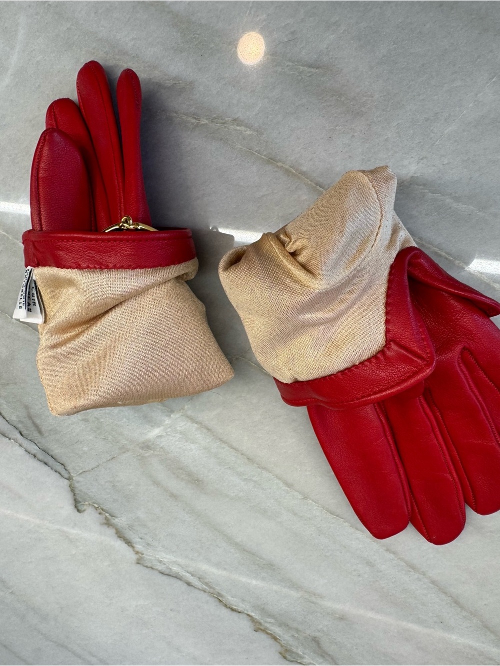 Celine Red Lambskin Leather Gloves - Picture 11 of 12